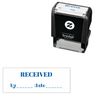 RECEIVED Name and Date Blue  Ink Business Self-inking Stamp
