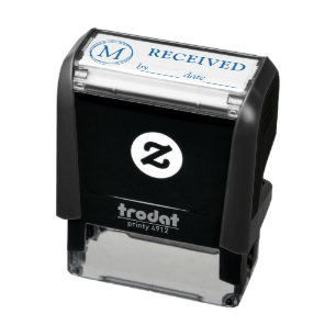 RECEIVED Name Date Monogram Black Blue Ink Rubber Self-inking Stamp
