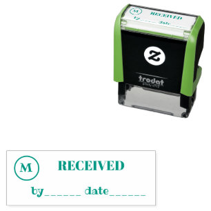 RECEIVED Name Date Monogram Green Ink Business Self-inking Stamp