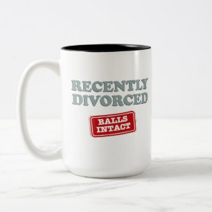 Recently Divorced, Balls Intact Two-Tone Coffee Mug