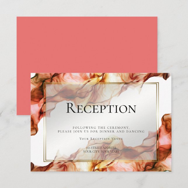RECEPTION | Abstract Watercolor Autumn Colours 3 Invitation (Front/Back)