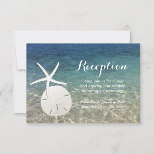 Reception-Beach Wedding Starfish & Sand Dollar Invitation