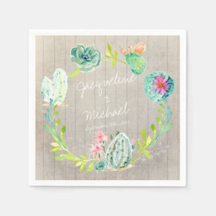 Reception Bridal Shower Cactus Wood Rustic Desert Napkin
