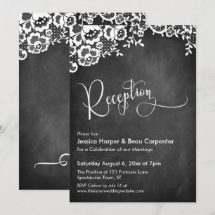 Reception Calligraphy Chalkboard & Lace Wedding Invitation