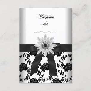Reception Card Black White Flower Diamond