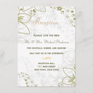 Reception Card for Green and Gold Simple Wedding