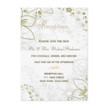 Reception Card for Green and Gold Simple Wedding