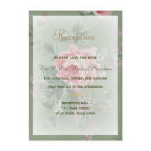 Reception Card for Green and Pink Rose Wedding