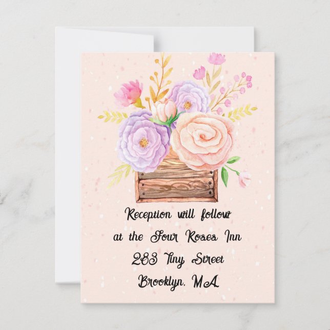 Reception Card for Peach Rustic Wedding (Front)