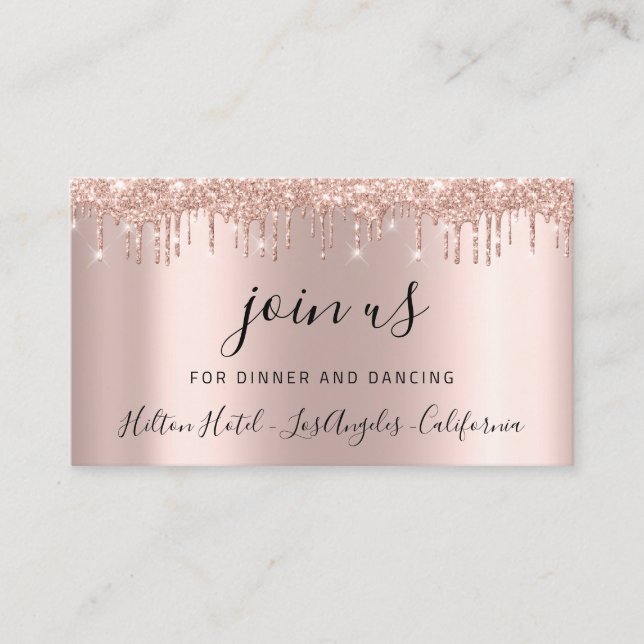 Reception Card Wedding Bridal Shower Rose Drips (Front)