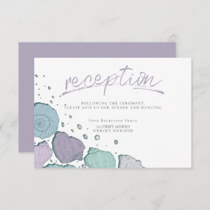 RECEPTION   Casual Seashells Lilac and Dusty Blue Invitation