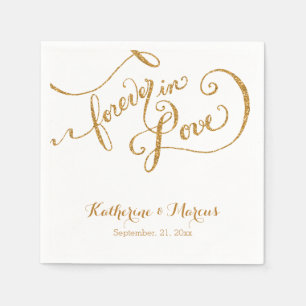 Reception Decor Napkin Script Forever Love Glitter