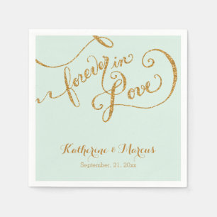 Reception Decor Napkin Script Forever Love Glitter