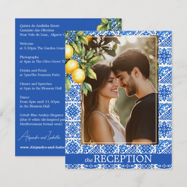 💙🍋RECEPTION details  Azul & Limone Romance  Enclosure Card (Front/Back)