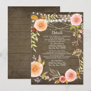 Reception Details Rustic Lights Wood Floral Wreath Invitation