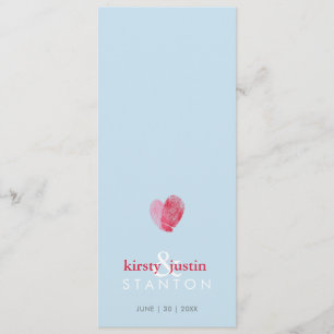RECEPTION DINNER MENU cute fingerprint heart blue