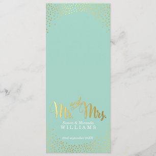 RECEPTION DINNER MENU mini gold confetti mint