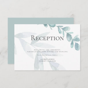 RECEPTION Dusty Blue Watercolor Eucalyptus Invitation