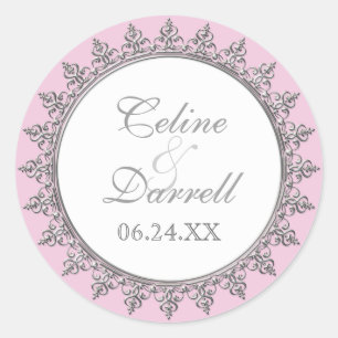 Reception Favour Sticker Classic Baroque Swirl