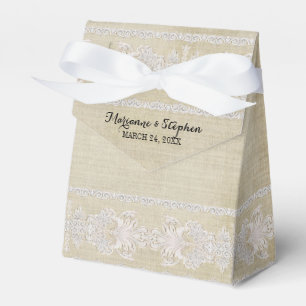 Reception Favours Rustic Lace w Aged Vintage Linen Favour Box