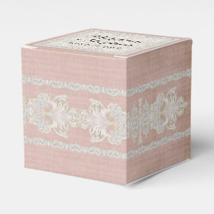 Reception Favours Rustic Lace w Aged Vintage Linen Favour Box
