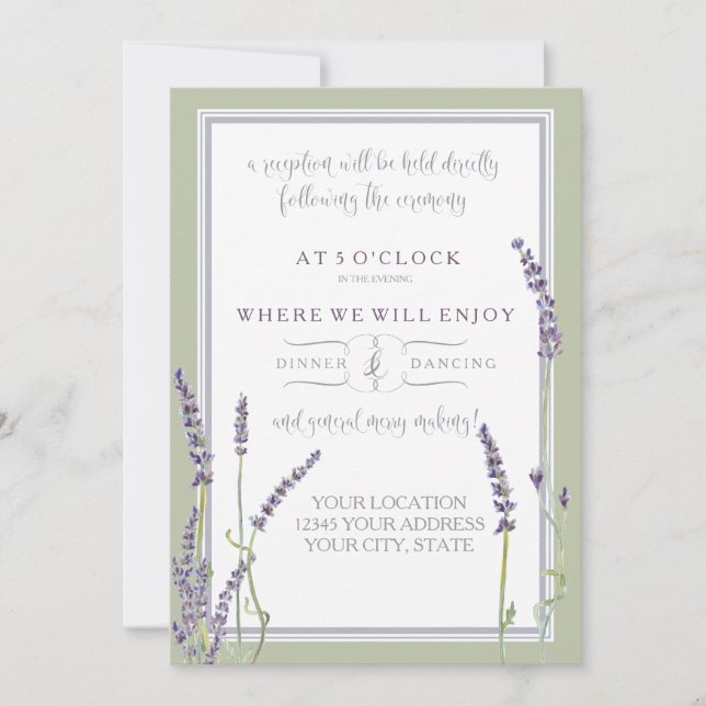 Reception French Lavender Floral Modern Typography Invitation (Front)