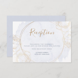 Reception Gilded Rose Dusty Blue Watercolor Invitation
