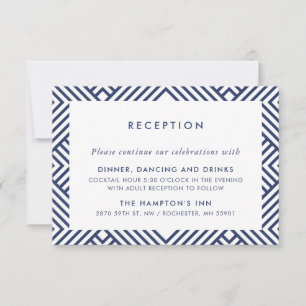 RECEPTION INSERT simple modern geo pattern navy Invitation