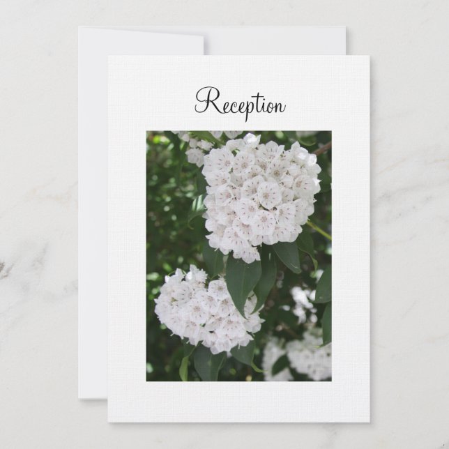 Reception Invitation White Wedding Mountain Laurel (Front)