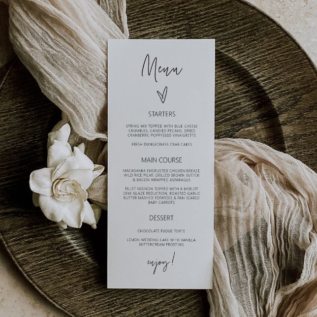Reception Menu Wedding Classic Tall Meal Card G400 (Creator Uploaded)