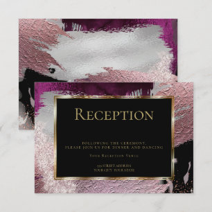 Reception   Modern Faux Metallic Berry Strokes Invitation