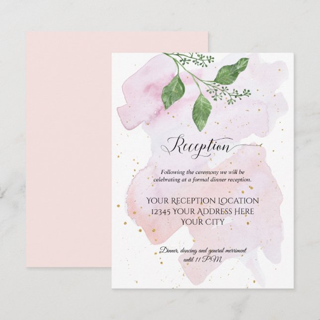 Reception Modern Gold Eucalyptus Greenery Wedding Invitation (Front/Back)