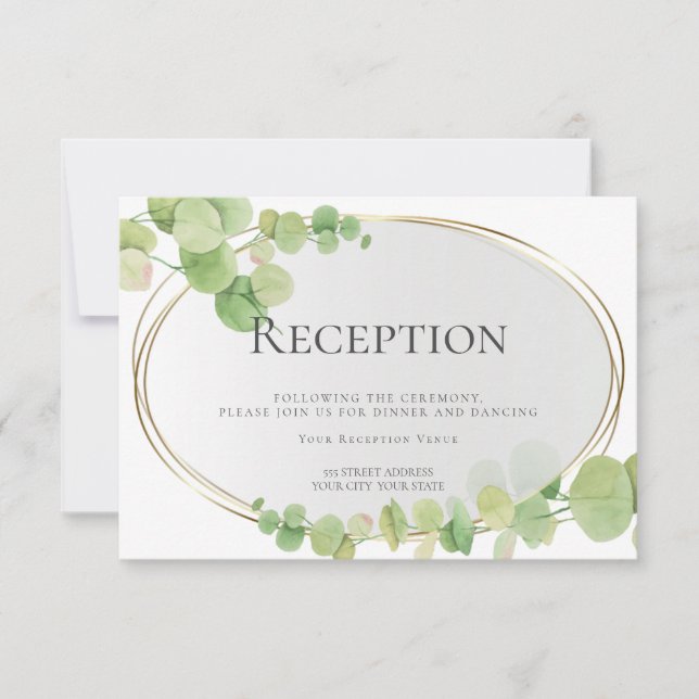 RECEPTION | Modern Springtime Eucalyptus Invitation (Front)