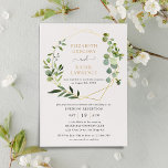 Reception Only Gold Geometric Greenery Wedding Invitation<br><div class="desc">This elegant and customizable Wedding Reception Invitation features an geometric gold frame adorned with beautiful watercolor greenery foliage & has been paired with a whimsical calligraphy and a classy serif font in gold and gray. To make advanced changes,  please select "Click to customize further" option under Personalize this template.</div>
