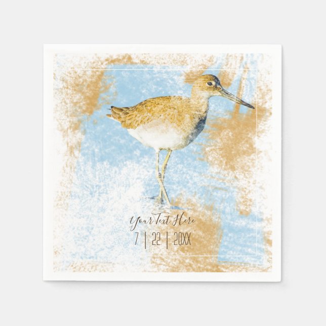 Reception Personalised Shorebird Beach Themed Napkin (Front)