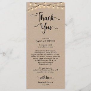 Reception Place Setting Thank You, Kraft Cards