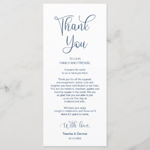 Reception Place Setting Thank You, Navy Blue Cards