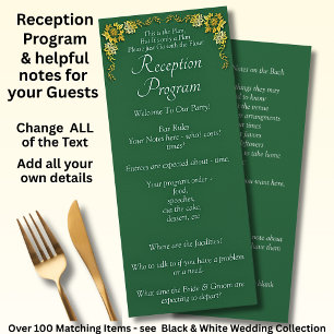 Reception Program - Emerald Green & Gold Wedding  Menu