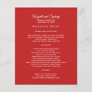 Reception Red Wedding Menu Template