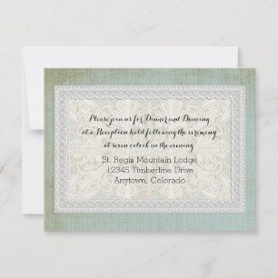 Reception Rustic Lace w Aged Vintage Linen Invitation