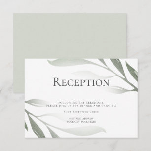 Reception   Sage Green Olive Branch Watercolor Invitation
