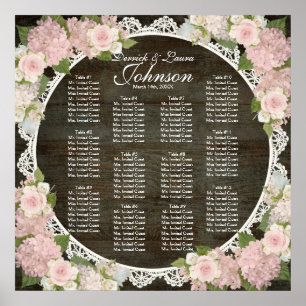 Reception Seating Chart Hydrangea Dark Wood Lace