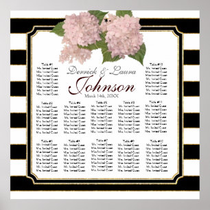 Reception Seating Chart Pink Hydrangea Modern