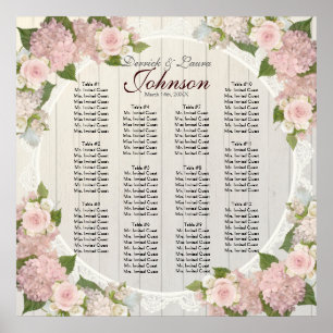 Reception Seating Chart Pink Hydrangea Wood Lace