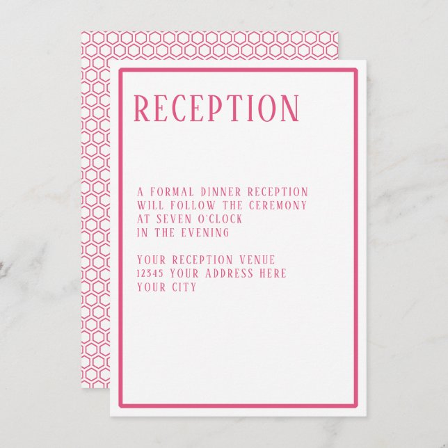 Reception Simple Modern Bold Hexagon Geometric Invitation (Front/Back)