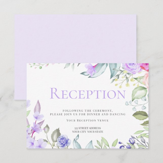 Reception | Spring Pink Lilac Floral Frame Invitation (Front/Back)