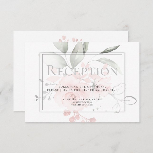 Reception | Spring Pink Sweetheart Roses Invitation (Front/Back)