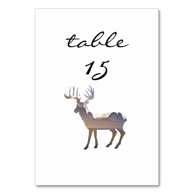 Reception Table Number Rustic Mountain Deer (Front)