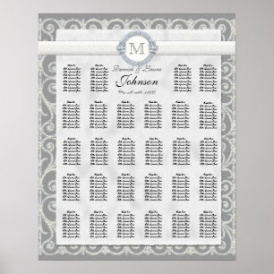 Reception Table Seating Chart, Diamonds & Lace Poster