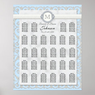 Reception Table Seating Chart, Diamonds & Lace Poster